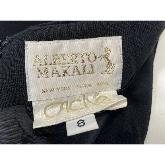 Alberto Makali Cache 2PC Outfit Set Jacket Skirt Womens Size 8 Black Embellished - Picture 5 of 14